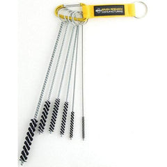 Brush Research Mfg. - 7/16" Diam Helical Nylon Tube Brush - Single Spiral, 0.168" Filament Diam, 3" Brush Length, 10" OAL, 0.168" Diam Galvanized Steel Shank - Exact Tool & Supply