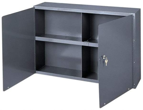 Durham - 1 Shelf Wall Storage Cabinet - Steel, 33-3/4" Wide x 8-1/2" Deep x 22-1/4" High, Gray - Exact Tool & Supply