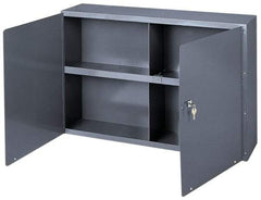 Durham - 1 Shelf Wall Storage Cabinet - Steel, 33-3/4" Wide x 8-1/2" Deep x 22-1/4" High, Gray - Exact Tool & Supply