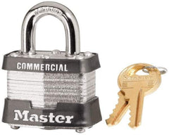 Master Lock - 3/4" Shackle Clearance, Keyed Different Maximum Security Padlock - 9/32" Shackle Diam, Laminated Steel - Exact Tool & Supply