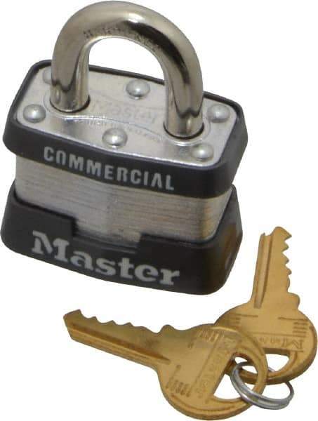 Master Lock - 3/4" Shackle Clearance, Keyed Alike Maximum Security Padlock - 9/32" Shackle Diam, Laminated Steel - Exact Tool & Supply