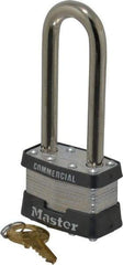 Master Lock - 2-1/2" Shackle Clearance, Keyed Alike Maximum Security Padlock - 5/16" Shackle Diam, Laminated Steel - Exact Tool & Supply