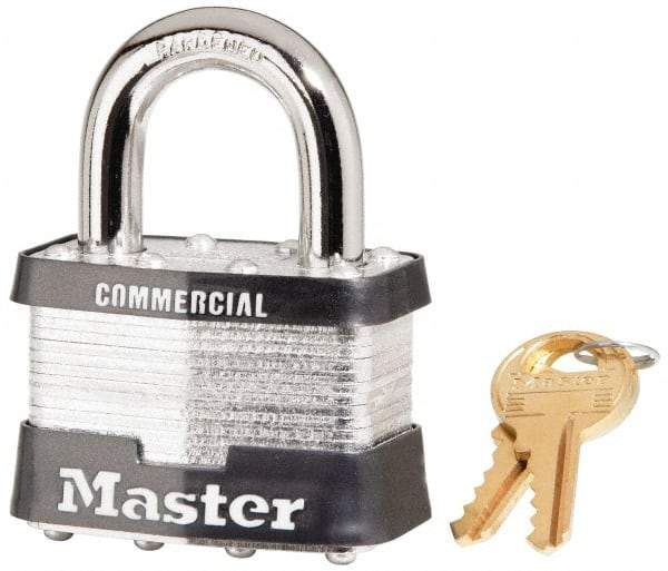 Master Lock - 1" Shackle Clearance, Keyed Alike Maximum Security Padlock - 3/8" Shackle Diam, Laminated Steel - Exact Tool & Supply