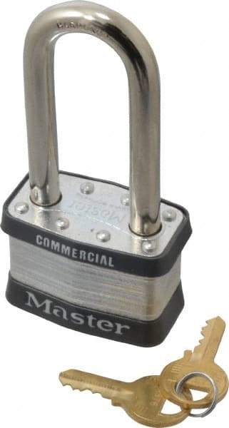 Master Lock - 2-1/2" Shackle Clearance, Keyed Alike Maximum Security Padlock - 3/8" Shackle Diam, Laminated Steel - Exact Tool & Supply