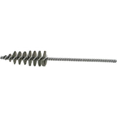 Brush Research Mfg. - 1.3" Diam Helical Steel Tube Brush - Single Spiral, 0.012" Filament Diam, 3-5/8" Brush Length, 10-1/2" OAL, 0.292" Diam Galvanized Steel Shank - Exact Tool & Supply