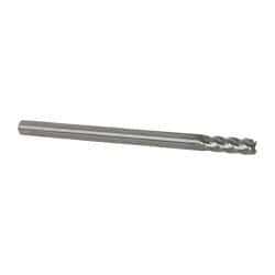 Accupro - 1/4", 3/4" LOC, 1/4" Shank Diam, 4" OAL, 4 Flute, Solid Carbide Square End Mill - Single End, Uncoated, Spiral Flute, 40° Helix, Centercutting, Right Hand Cut, Right Hand Flute - Exact Tool & Supply