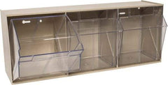 Quantum Storage - 23-5/8" Wide x 9-1/2" High x 7-3/4" Deep, Small Parts Tip Out Stacking Bin Organizer - Polystyrene Frame, 3 Compartments, 7-3/8" Wide x 8-5/8" High x 5-7/8" Deep Bin - Exact Tool & Supply