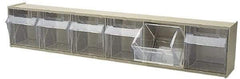 Quantum Storage - 23-5/8" Wide x 4-1/2" High x 3-5/8" Deep, Small Parts Tip Out Stacking Bin Organizer - Polystyrene Frame, 6 Compartments, 3-1/2" Wide x 3-3/4" High x 2-5/8" Deep Bin - Exact Tool & Supply
