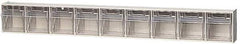 Quantum Storage - 23-5/8" Wide x 3-1/8" High x 2-1/2" Deep, Small Parts Tip Out Stacking Bin Organizer - Polystyrene Frame, 9 Compartments, 2-3/16" Wide x 2-1/2" High x 1-3/4" Deep Bin - Exact Tool & Supply