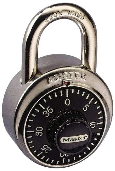 Master Lock - 1-7/8" Body Width, 3/4" Shackle Clearance, Steel Combination Lock - 9/32" Shackle Diam, 13/16" Shackle Width - Exact Tool & Supply