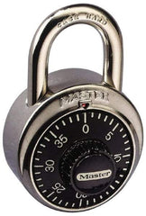 Master Lock - 1-7/8" Body Width, 3/4" Shackle Clearance, Steel Combination Lock - 9/32" Shackle Diam, 13/16" Shackle Width - Exact Tool & Supply