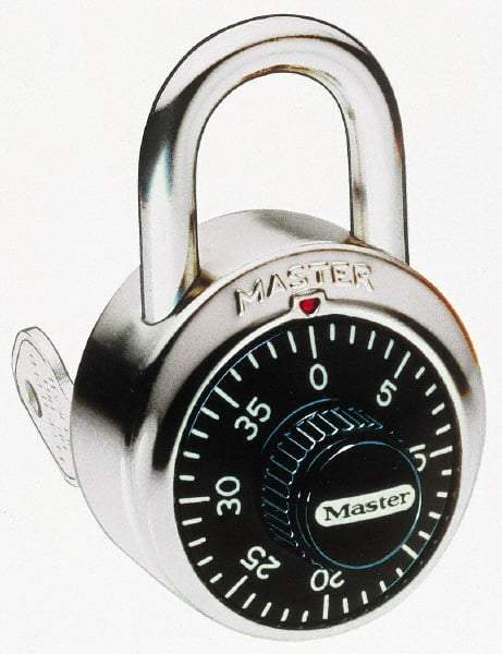 Master Lock - 1-7/8" Body Width, 3/4" Shackle Clearance, Steel Combination Lock - 9/32" Shackle Diam, 13/16" Shackle Width - Exact Tool & Supply