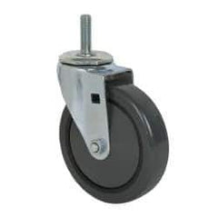 Albion - 5" Diam x 1-1/4" Wide x 6" OAH Stem Mount Swivel Caster - Polyurethane, 275 Lb Capacity, Ball Bearing, 1/2-13 x 1-1/2" Threaded Stem - Exact Tool & Supply