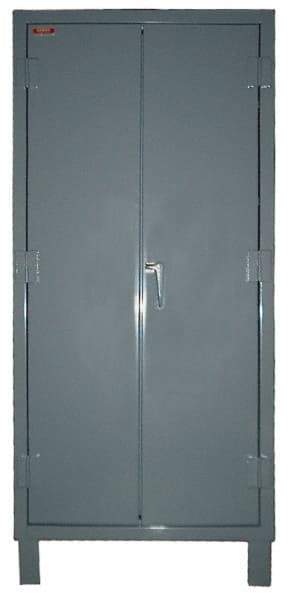 Lyon - 4 Shelf Locking Storage Cabinet - Steel, 36" Wide x 24" Deep x 82" High, Gray - Exact Tool & Supply