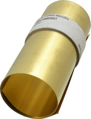 Made in USA - 100 Inch Long x 6 Inch Wide x 0.004 Inch Thick, Roll Shim Stock - Brass - Exact Tool & Supply