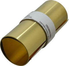 Made in USA - 100 Inch Long x 6 Inch Wide x 0.005 Inch Thick, Roll Shim Stock - Brass - Exact Tool & Supply
