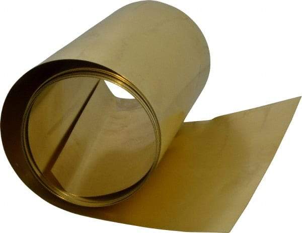 Made in USA - 100 Inch Long x 6 Inch Wide x 0.006 Inch Thick, Roll Shim Stock - Brass - Exact Tool & Supply