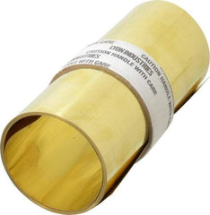 Made in USA - 100 Inch Long x 6 Inch Wide x 0.007 Inch Thick, Roll Shim Stock - Brass - Exact Tool & Supply