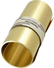 Made in USA - 100 Inch Long x 6 Inch Wide x 0.008 Inch Thick, Roll Shim Stock - Brass - Exact Tool & Supply