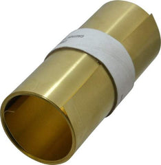Made in USA - 100 Inch Long x 6 Inch Wide x 0.01 Inch Thick, Roll Shim Stock - Brass - Exact Tool & Supply