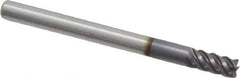 Accupro - 1/8", 1/4" LOC, 1/8" Shank Diam, 1-1/2" OAL, 5 Flute, Solid Carbide Square End Mill - Single End, AlTiN Finish, Spiral Flute, 45° Helix, Centercutting, Right Hand Cut, Right Hand Flute - Exact Tool & Supply