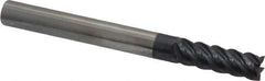 Accupro - 1/4", 3/4" LOC, 1/4" Shank Diam, 2-1/2" OAL, 5 Flute, Solid Carbide Square End Mill - Single End, AlTiN Finish, Spiral Flute, 45° Helix, Centercutting, Right Hand Cut, Right Hand Flute - Exact Tool & Supply