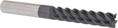 Accupro - 7/16", 2" LOC, 7/16" Shank Diam, 4" OAL, 5 Flute, Solid Carbide Square End Mill - Single End, AlTiN Finish, Spiral Flute, 45° Helix, Centercutting, Right Hand Cut, Right Hand Flute - Exact Tool & Supply