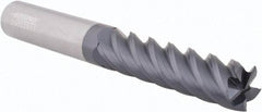 Accupro - 1/2", 2" LOC, 1/2" Shank Diam, 4" OAL, 5 Flute, Solid Carbide Square End Mill - Single End, AlTiN Finish, Spiral Flute, 45° Helix, Centercutting, Right Hand Cut, Right Hand Flute - Exact Tool & Supply