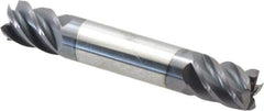 Accupro - 7/16", 9/16" LOC, 7/16" Shank Diam, 2-3/4" OAL, 5 Flute, Solid Carbide Square End Mill - Double End, AlTiN Finish, Spiral Flute, 45° Helix, Centercutting, Right Hand Cut, Right Hand Flute - Exact Tool & Supply
