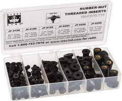 RivetKing 115 Piece #8-32 to 1/4-20 Thread Neoprene Well Nut Assortment 5/16 to 1/2" Body Diam, Includes #10-32 x 3/8, #8-32 x 5/16 & 1/4-20 x 1/2 - Exact Tool & Supply