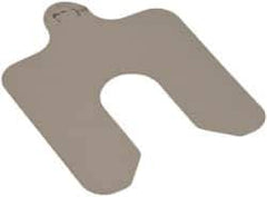 Made in USA - 20 Piece, 2 Inch Long x 2 Inch Wide x 0.001 Inch Thick, Slotted Shim Stock - Stainless Steel, 5/8 Inch Wide Slot - Exact Tool & Supply