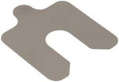 Made in USA - 20 Piece, 2 Inch Long x 2 Inch Wide x 0.005 Inch Thick, Slotted Shim Stock - Stainless Steel, 5/8 Inch Wide Slot - Exact Tool & Supply
