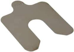 Made in USA - 20 Piece, 2 Inch Long x 2 Inch Wide x 0.01 Inch Thick, Slotted Shim Stock - Stainless Steel, 5/8 Inch Wide Slot - Exact Tool & Supply
