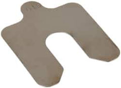 Made in USA - 10 Piece, 2 Inch Long x 2 Inch Wide x 0.015 Inch Thick, Slotted Shim Stock - Stainless Steel, 5/8 Inch Wide Slot - Exact Tool & Supply