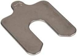 Made in USA - 5 Piece, 2 Inch Long x 2 Inch Wide x 0.075 Inch Thick, Slotted Shim Stock - Stainless Steel, 5/8 Inch Wide Slot - Exact Tool & Supply