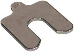 Made in USA - 5 Piece, 2 Inch Long x 2 Inch Wide x 0.125 Inch Thick, Slotted Shim Stock - Stainless Steel, 5/8 Inch Wide Slot - Exact Tool & Supply