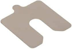 Made in USA - 20 Piece, 3 Inch Long x 3 Inch Wide x 0.01 Inch Thick, Slotted Shim Stock - Stainless Steel, 3/4 Inch Wide Slot - Exact Tool & Supply