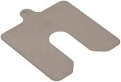 Made in USA - 10 Piece, 3 Inch Long x 3 Inch Wide x 0.015 Inch Thick, Slotted Shim Stock - Stainless Steel, 3/4 Inch Wide Slot - Exact Tool & Supply
