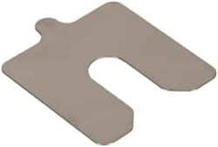 Made in USA - 10 Piece, 3 Inch Long x 3 Inch Wide x 0.02 Inch Thick, Slotted Shim Stock - Stainless Steel, 3/4 Inch Wide Slot - Exact Tool & Supply
