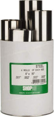 Value Collection - 4 Piece, 50 Inch Long x 6 Inch Wide x 0.001 to 0.005 Inch Thick, Assortment Roll Shim Stock - Steel, 0.001 to 0.005 Inch Thick - Exact Tool & Supply