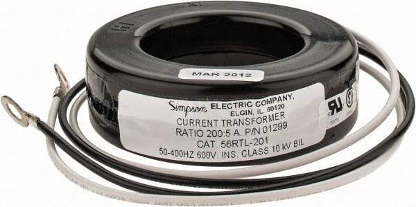 Simpson Electric - 2 VA Burden, 200 Amp AC Input, 5 Amp AC Output, 50 to 400 Hz, Panel Meter Donut Current Transformer - Screw Terminal, For Use with AC Ammeter - Exact Tool & Supply