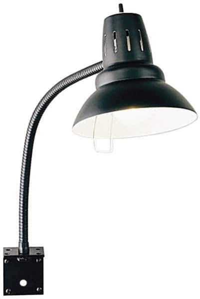 Electrix - 22 Inch, Gooseneck, Bracket Mounted, Incandescent, Black, General Purpose Task Light - 100 Watt, Nonmagnifying - Exact Tool & Supply
