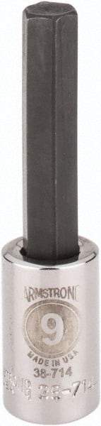 Armstrong - 3/8" Drive, 9mm Hex Bit Socket - 2-1/4" OAL, 1-9/16" Bit Length - Exact Tool & Supply