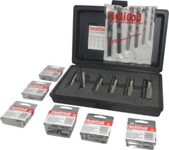 Heli-Coil - 54 Inserts, 1/4-20 - 5/8-11 Internal Thread, 1/2-13, 1/4-20, 3/8-16, 5/16-18, 5/8-11, 7/16-14 UNC, Thread Repair Kit - Includes Drill, Installation Tool and Tap - Exact Tool & Supply
