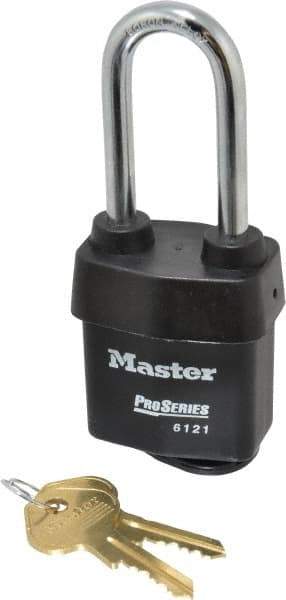 Master Lock - 2-1/2" Shackle Clearance, Keyed Alike Pro Series Solid Steel Padlock - 5/16" Shackle Diam, Laminated Steel - Exact Tool & Supply