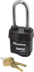 Master Lock - 2-1/2" Shackle Clearance, Keyed Alike Pro Series Solid Steel Padlock - 5/16" Shackle Diam, Laminated Steel - Exact Tool & Supply