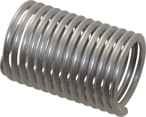 Heli-Coil - 1-8 UNC, 2" OAL, Free Running Helical Insert - 14 Free Coils, Tanged, 304 Stainless Steel, Bright Finish, 2D Insert Length - Exact Tool & Supply
