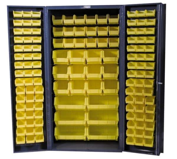 Durham - 132 Bin Storage Cabinet - Steel, 36" Wide x 24" Deep x 72" High, Gray - Exact Tool & Supply