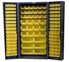 Durham - 132 Bin Storage Cabinet - Steel, 36" Wide x 24" Deep x 72" High, Gray - Exact Tool & Supply