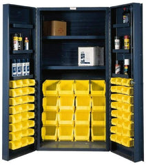 Durham - 8 Shelf 64 Bin Storage Cabinet - Steel, 36" Wide x 24" Deep x 72" High, Gray - Exact Tool & Supply